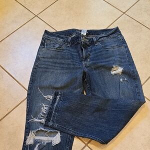 Maurices Distressed Dark Blue Straigh Stretch Jeans